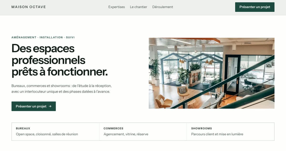 Aperçu du site de démonstration Maison Octave